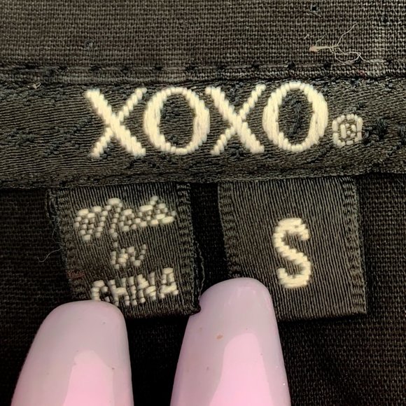 XOXO Long Button Down Black Shirt Sz Small Collared Sleeveless Belt Loops Cotton - Picture 3 of 8